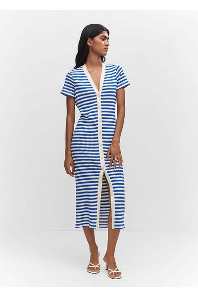 MANGO Woman Rochie din tricot cu dungi