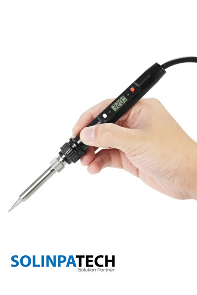SolinpaTech 80w Lcd Ekranlı Isı Ayarlı Kalem Havya Sıcaklık Ayarlanabilir Lehim Makinesi Pompa Cımbız Seti