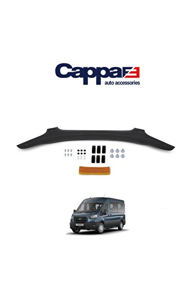 Cappafe Ford Transit Ön Kaput Koruyucu Rüzgarlığı 4mm Akrilik (ABS) Piano Black 2019 Ve Sonrası
