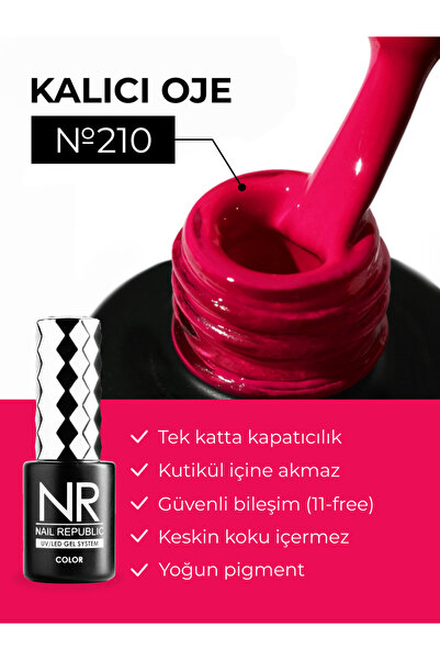 Nail Republic Kalıcı Oje Pembe 210 10 ml Profesyonel Manikür İçin 4 Hafta Kal...