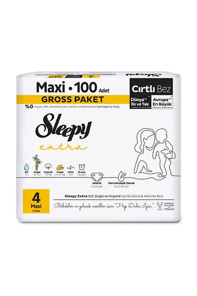 Sleepy Gross Package Extra Baby Diapers - Size 4 Maxi 100 Pieces Daily Activity