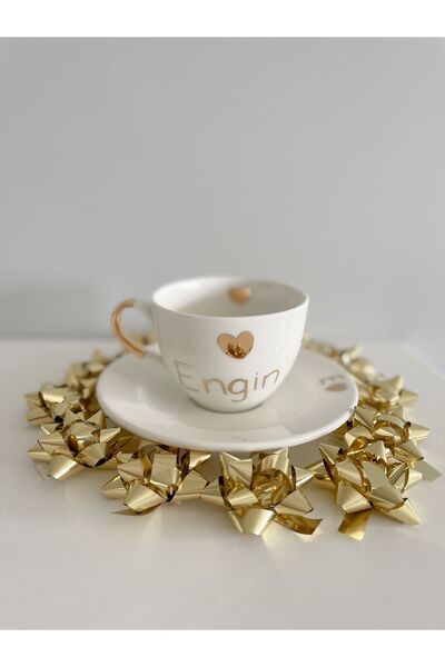 Mugtasarım 24k Altın Yaldızlı Porselen Nescafe Fincanı Engin (isim Değişikliğ...