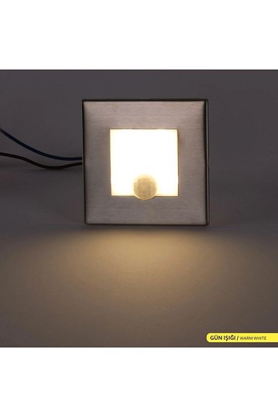 Cata 1.5 W Satin Stair Lighting with Sensor - Daylight 3000K - Square CT-5183G
