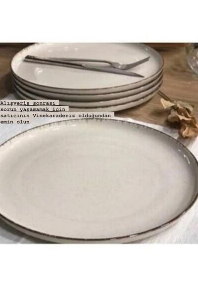 vinekaradenizstore Kütahya Porselen 6lı Servis Tabağı 25 Cm
