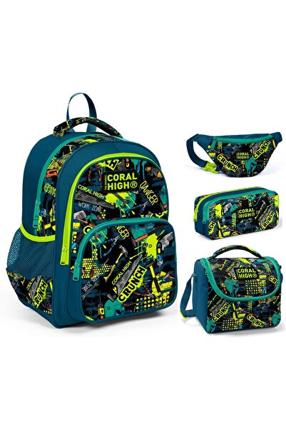 Coral High Чоловіча дитяча зелена шкільна сумка - потрійний набір з сумкою дл...