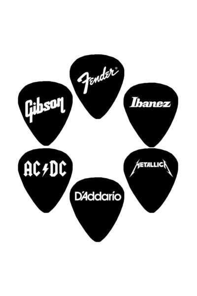 cantekin Gitar Pena 6 Adet Çift Tarafı Baskılı Gitar Pena 0,50mm