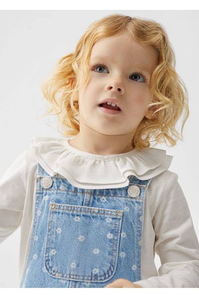 Tudekids TUDE KİDS NEW SEASON GIRL'S JEANS DENIM FLOWERY GILET/ DRESS