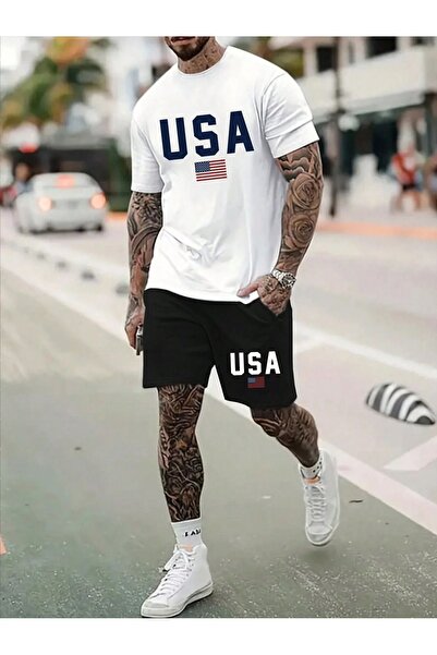 MODAVİBE Set de pantaloni scurți și tricou Modavibe unisex pentru bărbați