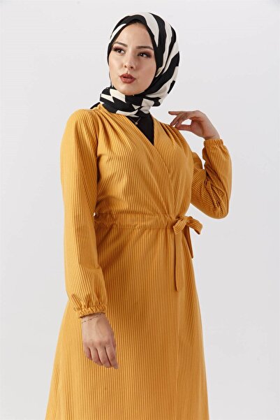 moda periy kadın mevsimlik Tünel Kemerli Kadife tesettür Trençkot