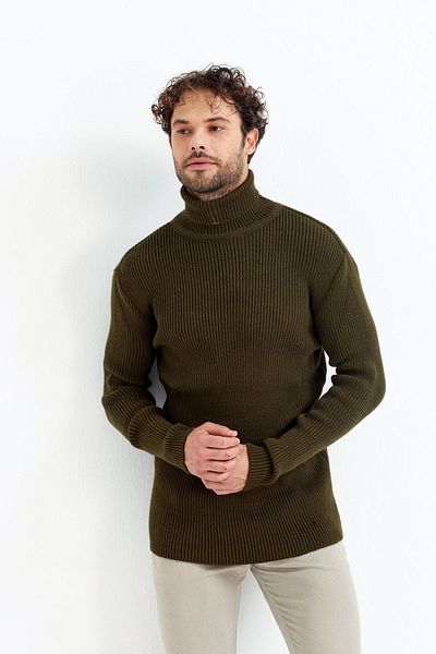 Tarz Cool Πουλόβερ Χακί με ζιβάγκο -trzcm7781r05