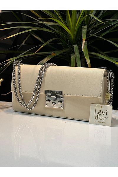 Levidor Faux Leather Beige Shoulder Bag - Special Color, Hand and Arm Detail 930154