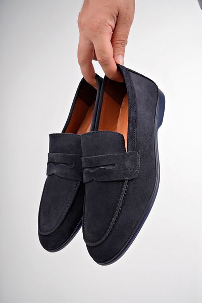 Deripabuc Navy Blue Suede Men's Leather Casual Shoes - Mrd25-0530-l