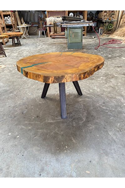 EMEL AHŞAP Doğal  Kütük Ahşap Orta Sehpa, 90 cm