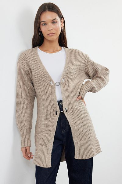 Trendyol Modest Θεσσαλονίκη Πλεκτή Μπεζ Ζακέτα - Αξεσουάρ Αναλυτικά TCTAW25TH00017