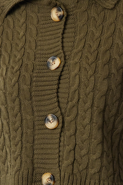 Trendyol Collection Polo Neck Khaki Knitwear Crop Cardigan - TWOAW22HI0344