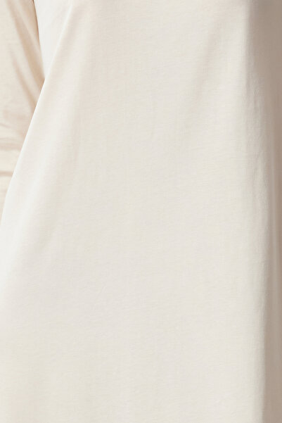 Trendyol Modest Μακρύ μπεζ φόρεμα - μακρυμάνικο και φόδρα με λεπτομέρεια TCTAW25EB00081