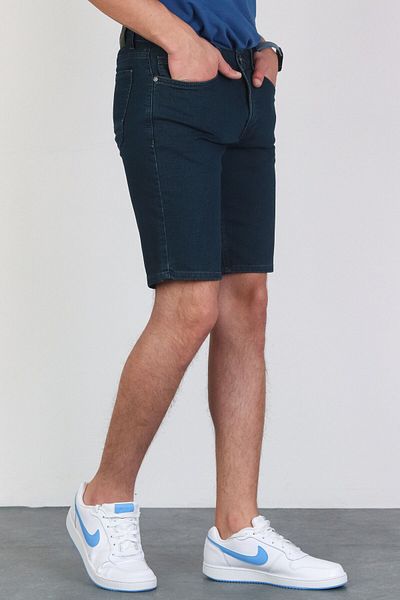 HLT JEANS Pantaloni scurți de blugi pentru bărbați - detaliați în piatră, croială relaxată, verde închis Hlthe001953