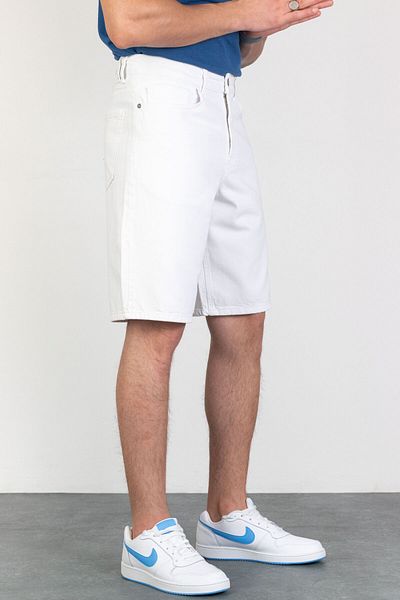 HLT JEANS Bărbați, alb, cu croială largi, cu croiala relaxată, 100% bumbac, blugi largi, blugi, pantaloni scurți MARTIN-WHITE