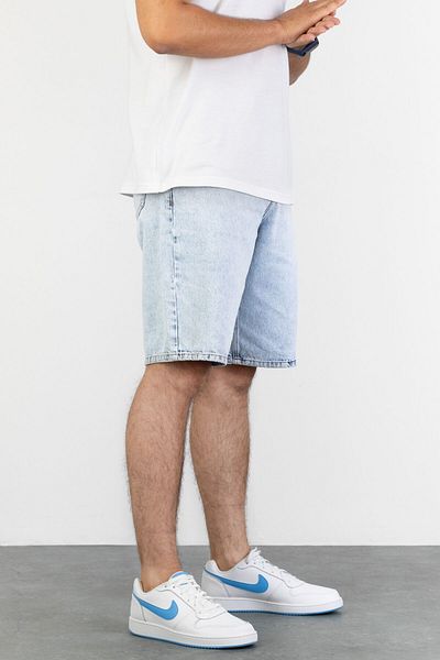 HLT JEANS Blugi largi din denim, albastru, largi, pentru bărbați - Croială relaxată, spălat pe zăpadă, 100% bumbac - ARTHUR-BLUE