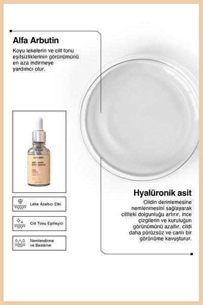 Luis Bien Leke Karşıtı & Cilt Tonu Eşitleyici Serum – Hyaluronik Asit + %2 Arbutin, 30 ml