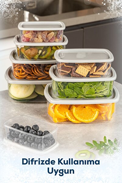 Vienev Set of 8 Airtight Storage Containers Grey 2X(250-500-750-1200 ml)