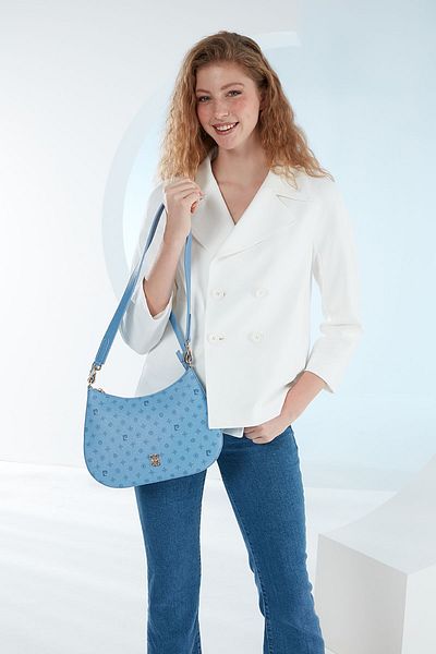 Pierre Cardin Blue Monogram Women's Shoulder Bag 05PO23Y1724