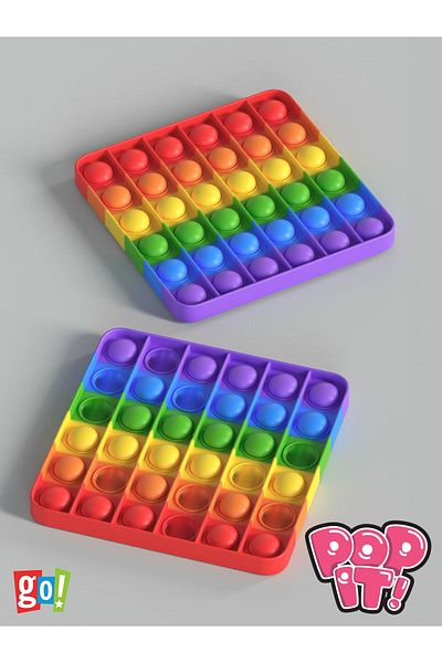 Go Toys Pop-It Square Rainbow - Colorful Sensory Bubble Fidget Toy, Stress Shoe