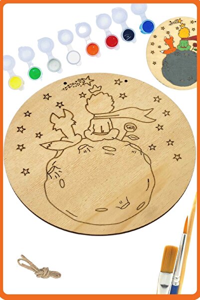 Art inside Küçük Prens Gezegeni Ahşap Boyama Tuval Seti Hediye Hobi Kiti 20 Cm