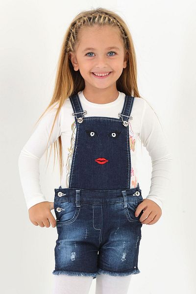 zepkids Face Embroidered Navy Blue Color Girl's Slippers