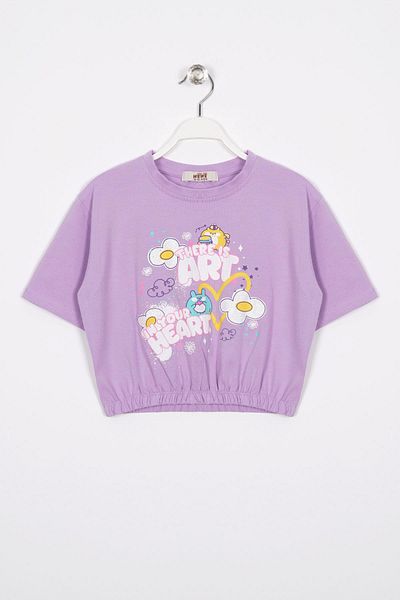 zepkids Există un tricou pentru fetiță cu imprimeu artistic de culoare liliac
