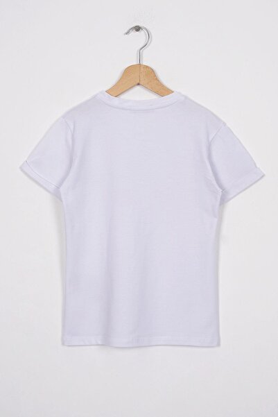 zepkids White Smile Printed Girl's T-Shirt