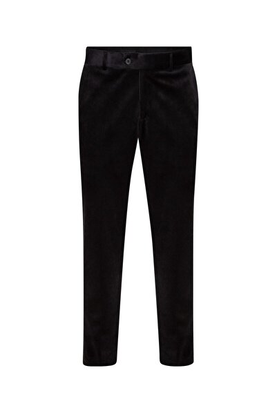 SÜVARİ Süvari Rahat Kalıp Siyah Kadife Pantolon