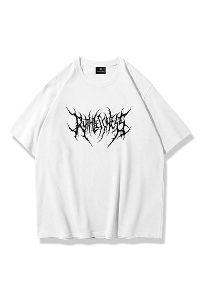 Trendiz Unisex Gothic Ruthless Tshirt Λευκό