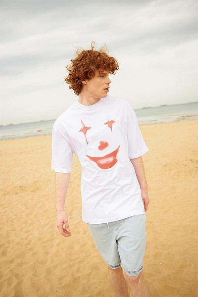 Trendiz Unisex Fun Clown Tshirt Λευκό