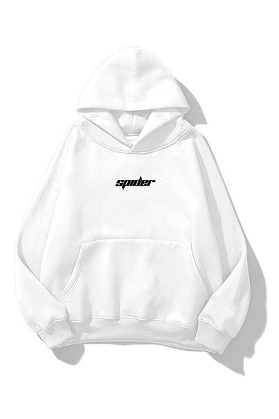 Trendiz Λευκό Unisex Spider φούτερ με κουκούλα