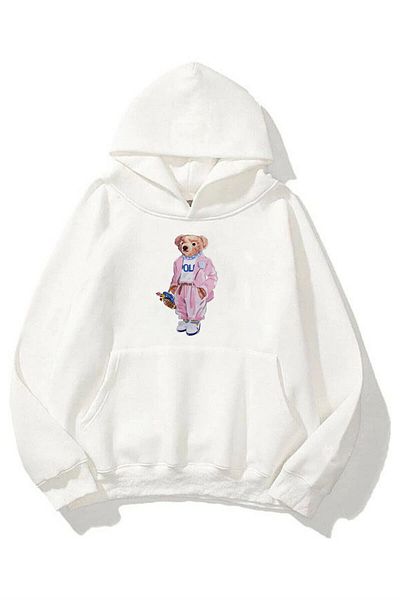 Trendiz Unisex-Teddy-Sweatshirt in Weiß