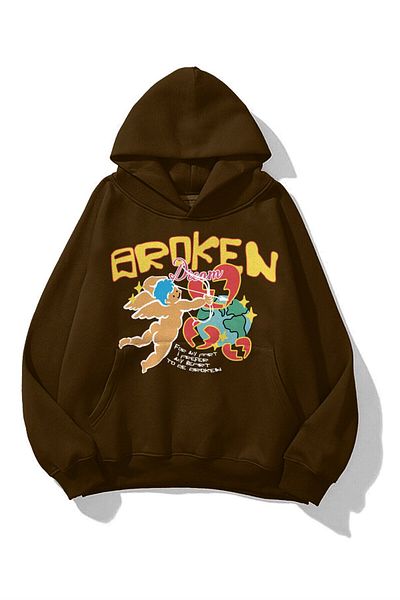 Trendiz Unisex φούτερ Broken Dreams Hoodie Brown
