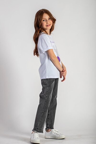 zepkids Just Be Cool Printed White T-Shirt for Girl