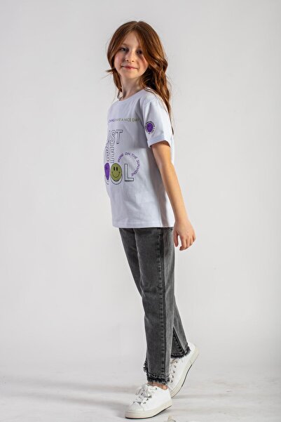 zepkids Just Be Cool Printed White T-Shirt for Girl