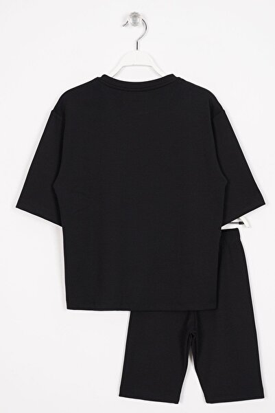 zepkids Black Oversize Tights - Crew Neck Girl's Set