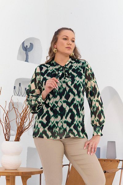 RMG Plus Size Black Blouse - Collar Scarf Detail