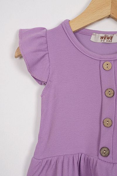 zepkids Lilac Colored Girl's Tights Set - Ruffled Skirt and Button Detail