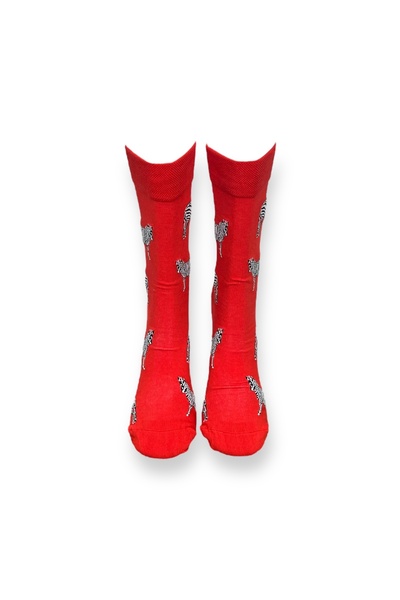 Mevo Set of 2 Unisex Red Blue Animal Patterned Flexible Cotton SocKs