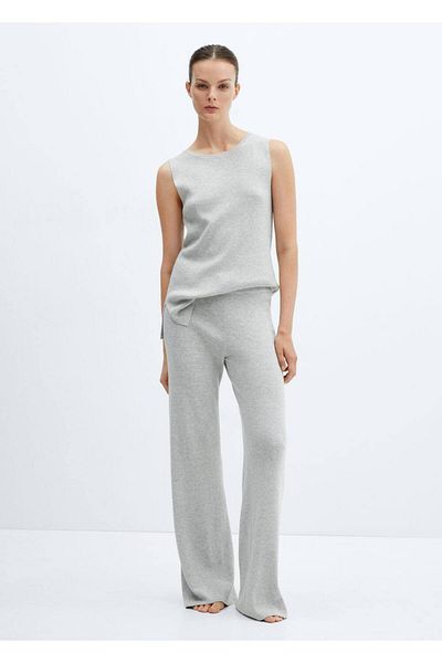 MANGO Woman Baumwoll-Leinen-Strickhose