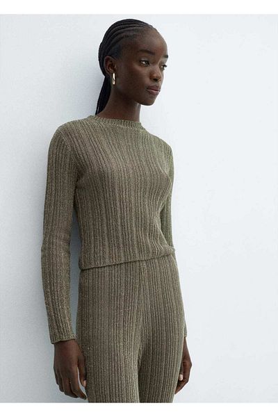 MANGO Woman Perkins Collar Lurex Sweater