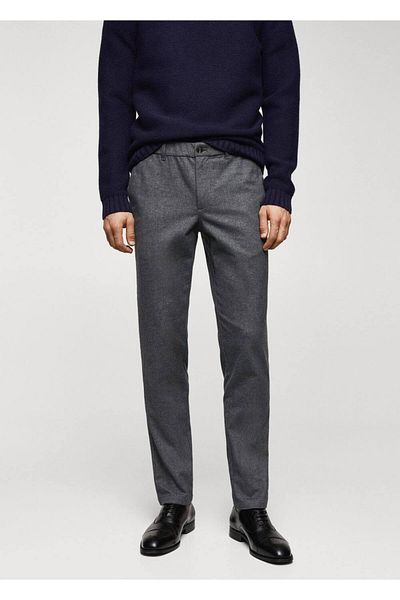 MANGO Man Cotton Slim-fit Molded Trousers