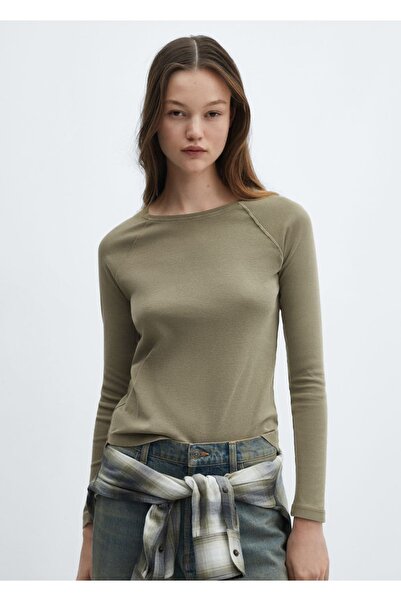 MANGO Woman Μπλουζάκι με στρογγυλή λαιμόκοψη και πλυμένο