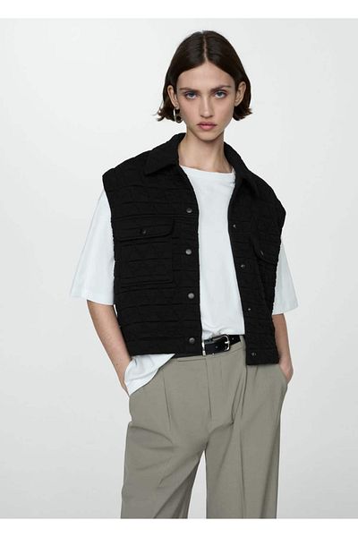 MANGO Woman Quilted Vest - Buttoned Design