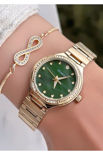 Homies HOMi̇ES Original Women's Watch - Gold Green Bracelet Gift