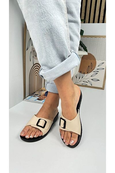 İmerShoes Καθημερινές γυναικείες μπεζ παντόφλες με αγκράφα Άνετη μαλακή σόλα με οβάλ παπούτσια 323